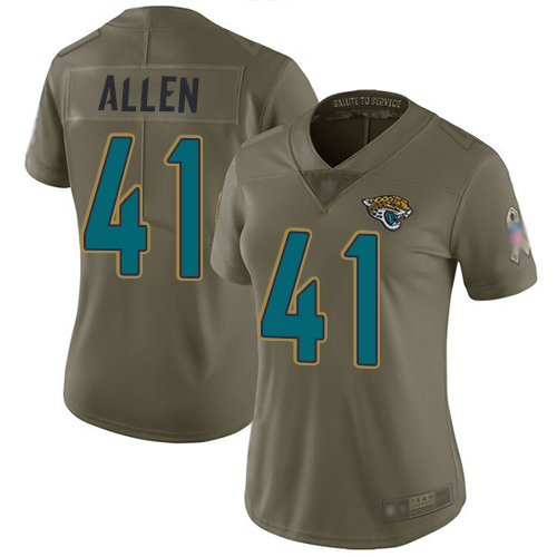 Nike Jacksonville Jaguars #41 Josh Allen Olive Women Stitched NFL Limited 2017 Salute to Service Jersey->women nfl jersey->Women Jersey